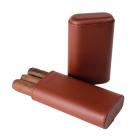 Cigar Case 3 Finger Leather Brown