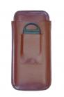 Cigar Case 3 Finger Leather with Cutter Brown