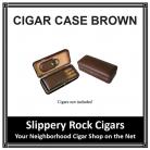 Cigar Case Brown Leather 3 Cigar Folding Case with Cutter
